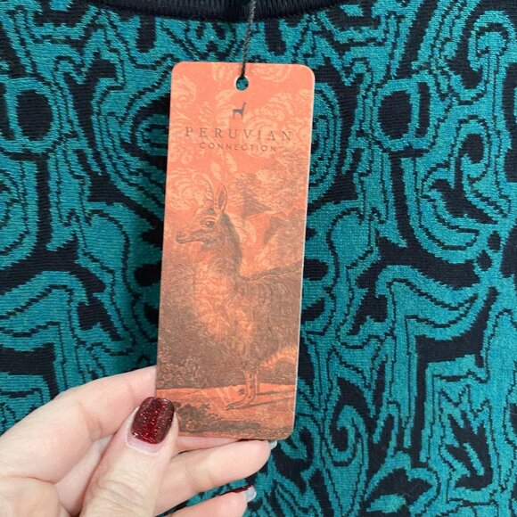 Peruvian Connection Orinda Top‎ Turquoise and Black Size S NWT - Picture 3 of 8